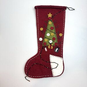 Newari 100% Wool Felt Christmas Stocking Xmas Tree Presents 19.5” Handmade